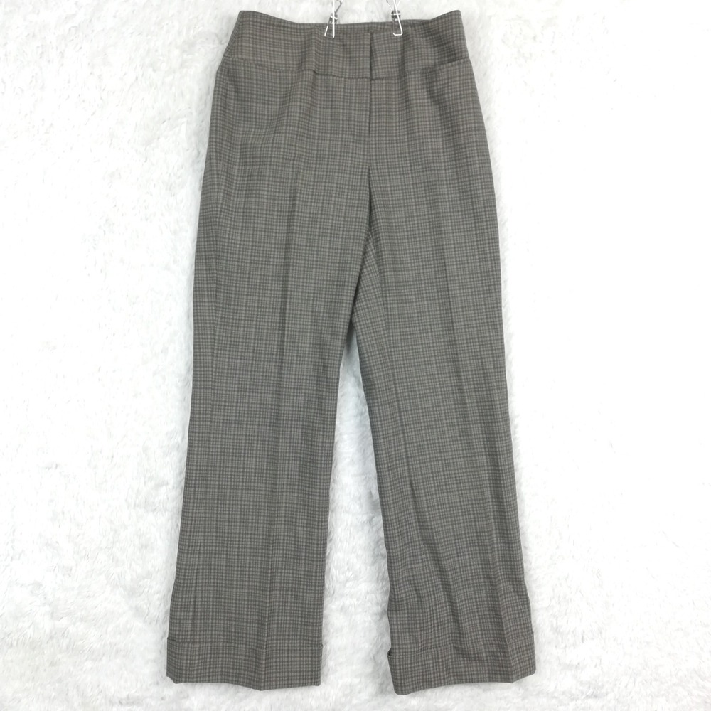 Jones New York Womens Pants Worsted Wool Trouser Cuffed Beige Plaid Petite 2P